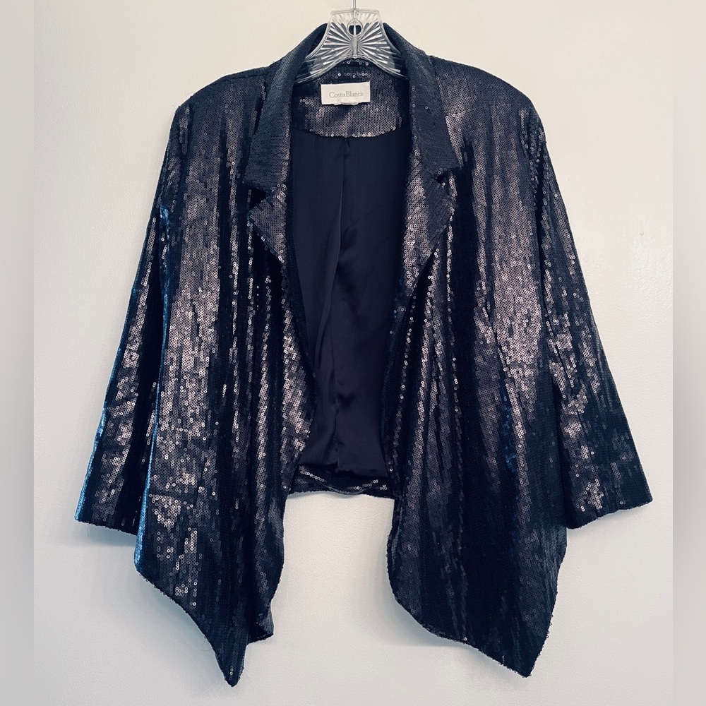 Costa Blanca black sequin blazer size S